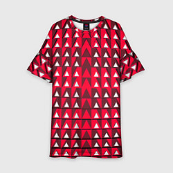 Платье клеш для девочки Белые треугольники на красном фоне, цвет: 3D-принт
