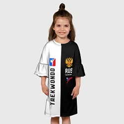 Платье клеш для девочки Тхэквондо черный и белый, цвет: 3D-принт — фото 2