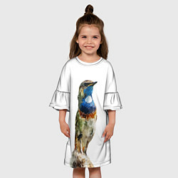 Платье клеш для девочки Соловей варакушка, цвет: 3D-принт — фото 2