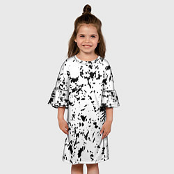 Платье клеш для девочки Белый с чёрными пятнышками, цвет: 3D-принт — фото 2