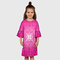 Платье клеш для девочки Узоры на розовом фоне, цвет: 3D-принт — фото 2