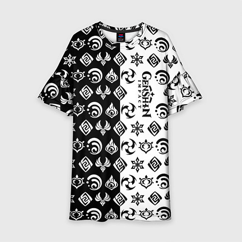 Детское платье Genshin Impact - black and white / 3D-принт – фото 1