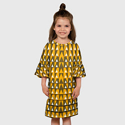 Платье клеш для девочки Узор из треугольников жёлтый, цвет: 3D-принт — фото 2