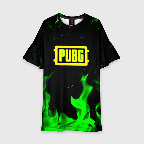 Детское платье PUBG кислотное лого огненный стиль / 3D-принт – фото 1