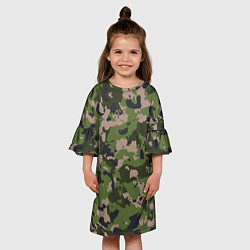 Платье клеш для девочки Камуфляжный паттерн в стиле Woodland, цвет: 3D-принт — фото 2