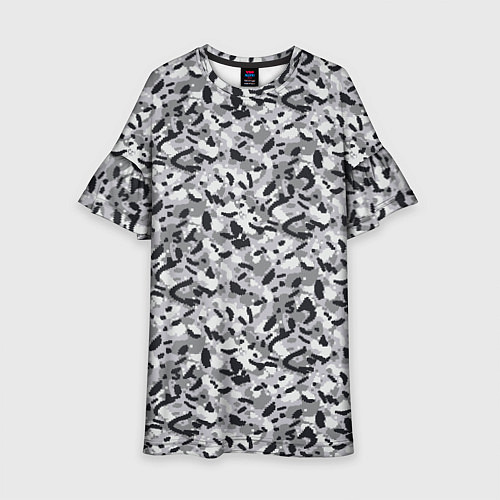 Детское платье Пикселированный городской серый камуфляж / 3D-принт – фото 1