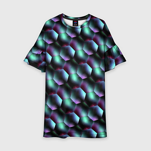 Детское платье Красно-черно-зеленые кубики / 3D-принт – фото 1