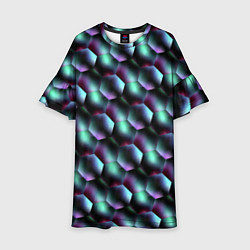 Платье клеш для девочки Красно-черно-зеленые кубики, цвет: 3D-принт