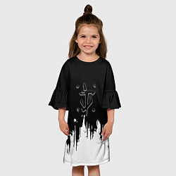 Платье клеш для девочки Doom logo краски, цвет: 3D-принт — фото 2
