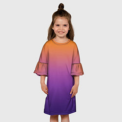 Платье клеш для девочки Градиент оранжево-фиолетовый, цвет: 3D-принт — фото 2
