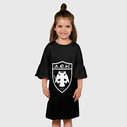 Платье клеш для девочки AEK fc белое лого, цвет: 3D-принт — фото 2