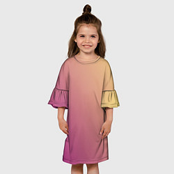 Платье клеш для девочки Градиент желтый малиновый по диагонали, цвет: 3D-принт — фото 2