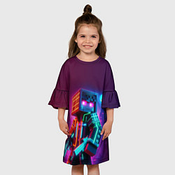 Платье клеш для девочки Cyberpunk and Minecraft - collaboration ai art, цвет: 3D-принт — фото 2