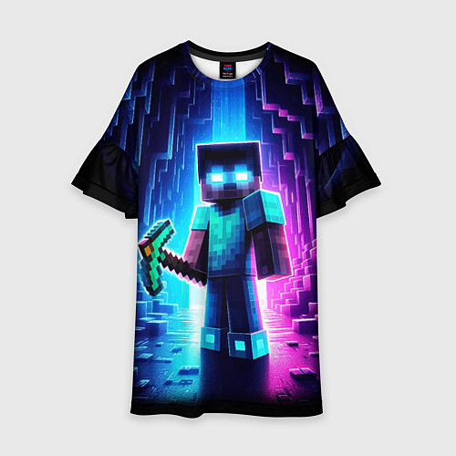 Детское платье Minecraft - neon character ai art / 3D-принт – фото 1