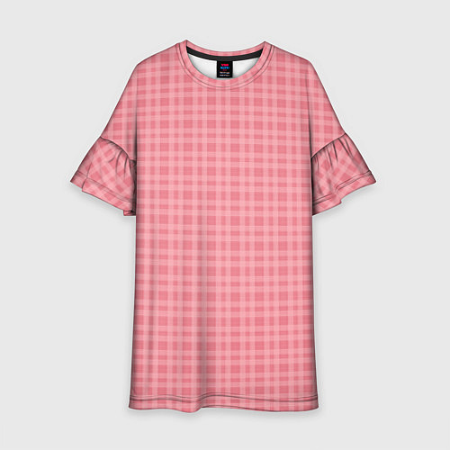 Детское платье Лососево-розовый клетчатый / 3D-принт – фото 1