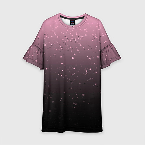 Детское платье Градиент тёмный розовый брызги / 3D-принт – фото 1