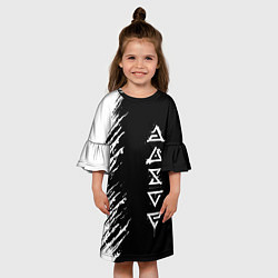 Платье клеш для девочки Ведьмачьи знаки с подтеками, цвет: 3D-принт — фото 2