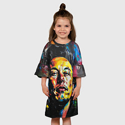 Платье клеш для девочки Граффити портрет Илона Маска, цвет: 3D-принт — фото 2