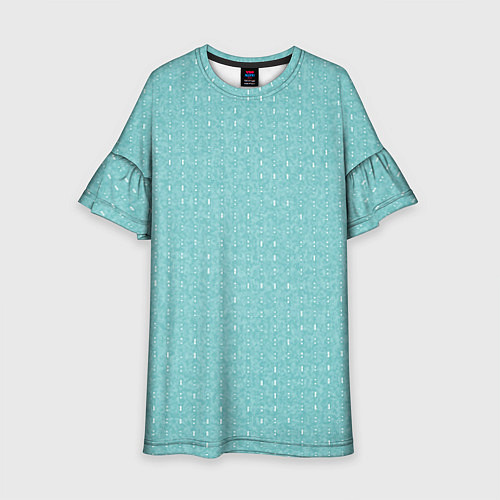 Детское платье Паттерн бледный бирюзовый полосочки / 3D-принт – фото 1