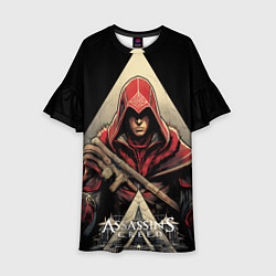 Платье клеш для девочки Assassins creed темный капюшон, цвет: 3D-принт