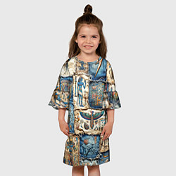 Платье клеш для девочки Пэчворк из Египетских мотивов, цвет: 3D-принт — фото 2