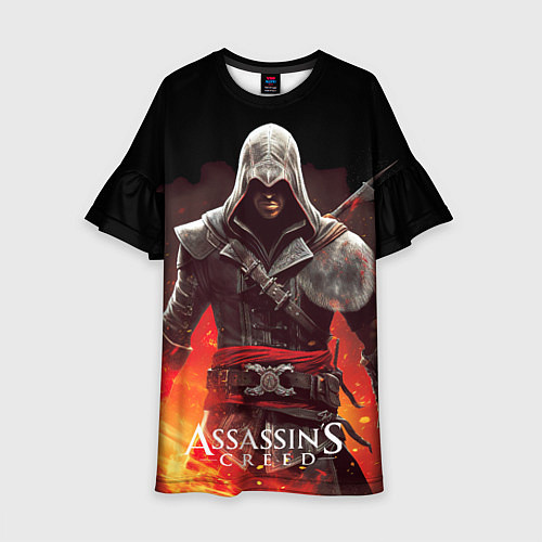 Детское платье Assassins creed огненный фон вокруг / 3D-принт – фото 1