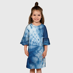 Платье клеш для девочки Синяя абстракция паутина, цвет: 3D-принт — фото 2