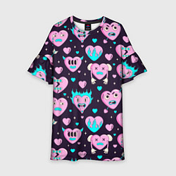 Платье клеш для девочки Паттерн с арт сердцами, цвет: 3D-принт