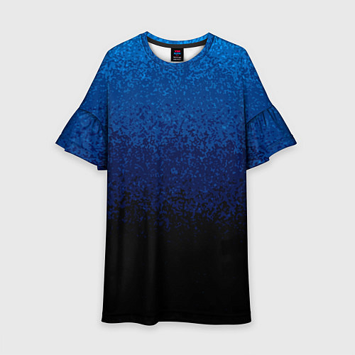 Детское платье Градиент сине-чёрный текстурный / 3D-принт – фото 1