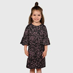 Платье клеш для девочки Чёрный с мелкими розовыми брызгами, цвет: 3D-принт — фото 2