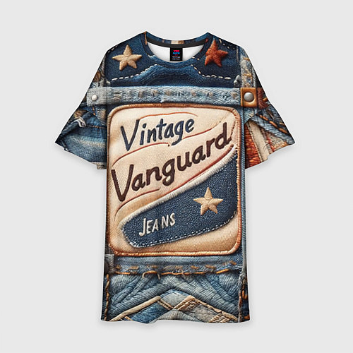 Детское платье Vintage vanguard jeans - patchwork / 3D-принт – фото 1