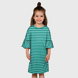 Платье клеш для девочки Светло-бирюзовый полосатый, цвет: 3D-принт — фото 2