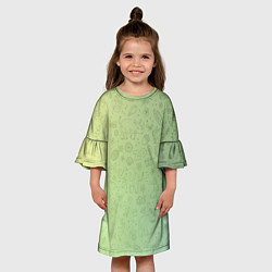 Платье клеш для девочки Соцсети зеленый фон, цвет: 3D-принт — фото 2
