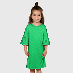 Платье клеш для девочки Яркий зелёный текстурированный в мелкий квадрат, цвет: 3D-принт — фото 2