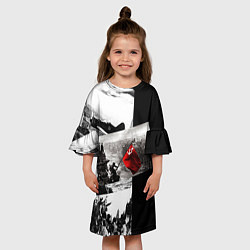 Платье клеш для девочки День победы 9 мая коллаж из фронтовых моментов, цвет: 3D-принт — фото 2