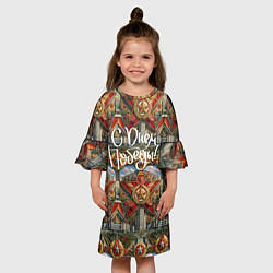 Платье клеш для девочки С днем Победы стиль СССР, цвет: 3D-принт — фото 2