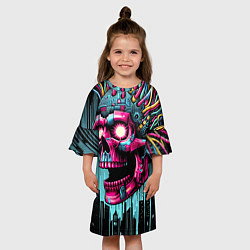 Платье клеш для девочки Cyber skull - ai art fantasy, цвет: 3D-принт — фото 2