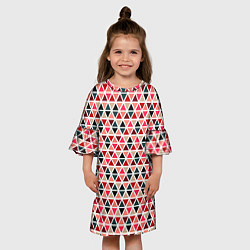 Платье клеш для девочки Бирюзово-розовый геометричный треугольники, цвет: 3D-принт — фото 2