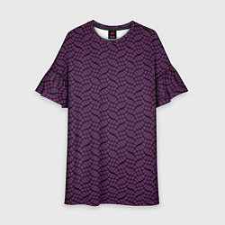 Платье клеш для девочки Тёмный фиолетовый волнистые полосы, цвет: 3D-принт