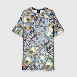 Платье клеш для девочки Банкноты сто долларов, цвет: 3D-принт