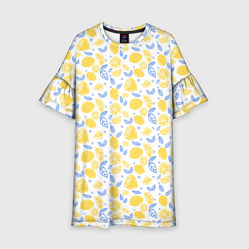 Детское платье Летний вайб - паттерн лимонов / 3D-принт – фото 1