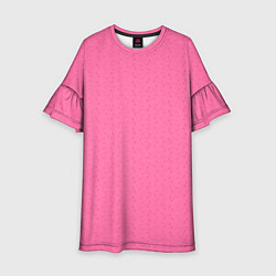 Платье клеш для девочки Яркий розовый однотонный в крапинку, цвет: 3D-принт