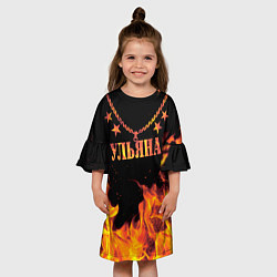Платье клеш для девочки Ульяна - имя в огне, цвет: 3D-принт — фото 2