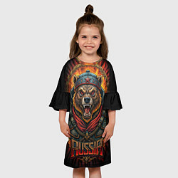 Платье клеш для девочки Мощный медведь СССР стиль, цвет: 3D-принт — фото 2