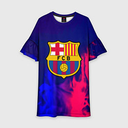 Платье клеш для девочки Barcelona fc club gradient, цвет: 3D-принт