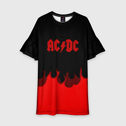 Платье клеш для девочки AC DC fire rock steel, цвет: 3D-принт