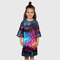 Платье клеш для девочки Абстрактные краски во взрыве, цвет: 3D-принт — фото 2