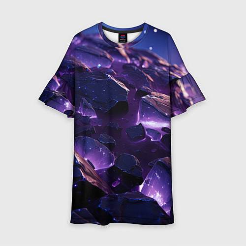 Детское платье Фиолетовые неоновые камни со светом / 3D-принт – фото 1
