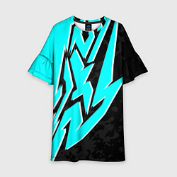 Платье клеш для девочки Mint graffiti, цвет: 3D-принт