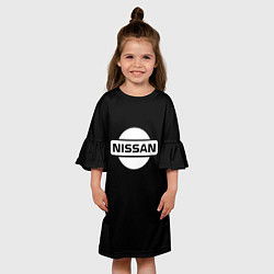 Платье клеш для девочки Nissan logo white, цвет: 3D-принт — фото 2